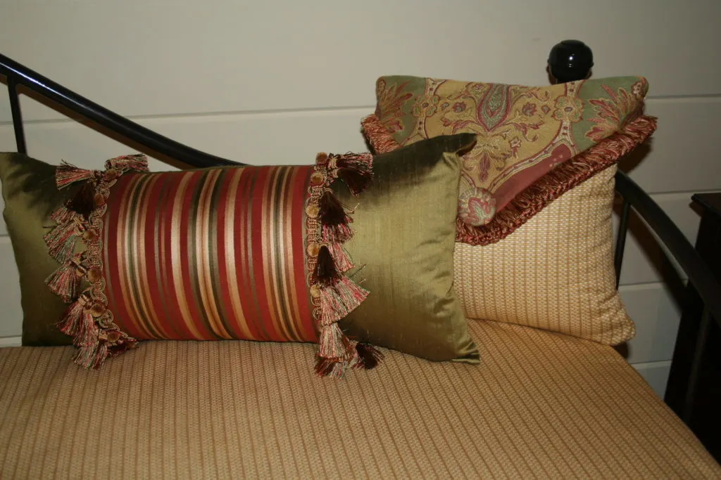 Pillow grouping, bedding, valances, shutters and more