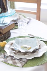 Table setting with linen and a chocolate Table setting with linen and a chocolate