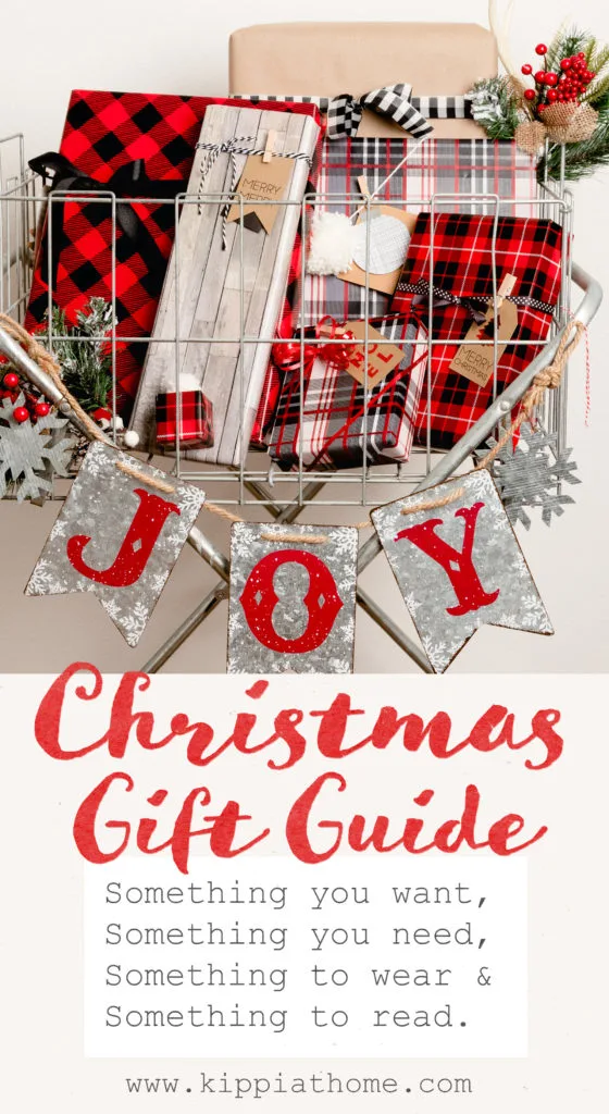 Simple Christmas Gift Ideas. Rustic Farmhouse Christmas gift wrapping with buffalo check, wood paper, and plaid, Free tag Christmas gist tag download. Christmas Gift Guide too. Christmas Gift Guide - Simple Christmas Gift Ideas