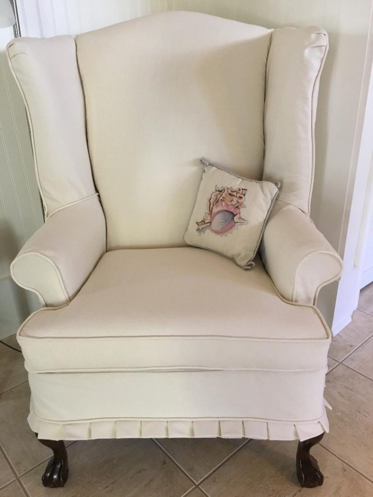 Wingback Chair Slipcover ready for the beach home, Twill Slipcovers, Beach Living, Alys Beach 