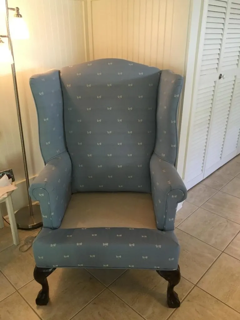 Wingback chair before makeover