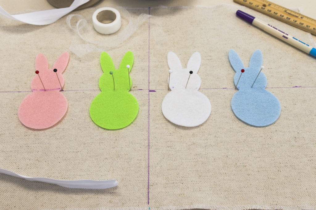 Bunnies pinned to the front panel