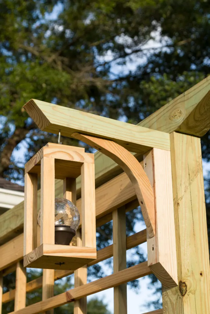 Wooden Lantern on custom trellis