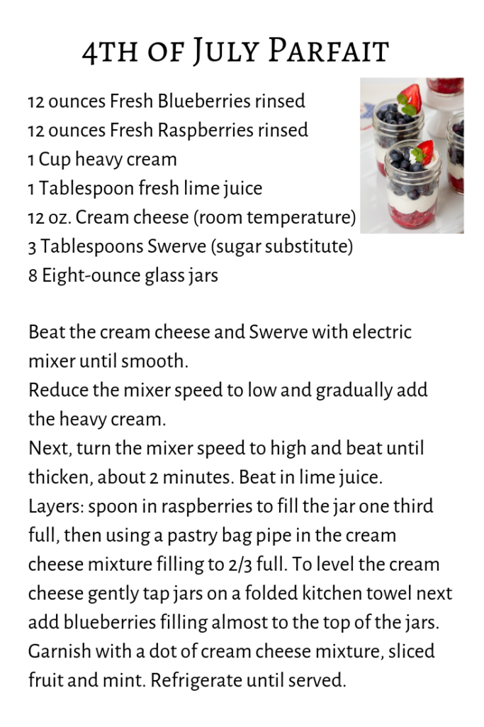4th of July Parfait, Easy, Quick and Delicious. Treat your family and guests to a special healthy dessert. Only take minutes to make. 4th of July Parfait