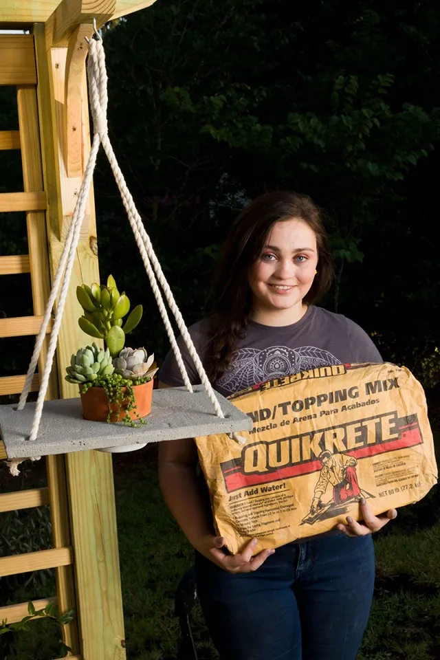 Boho style concrete hanging planter 