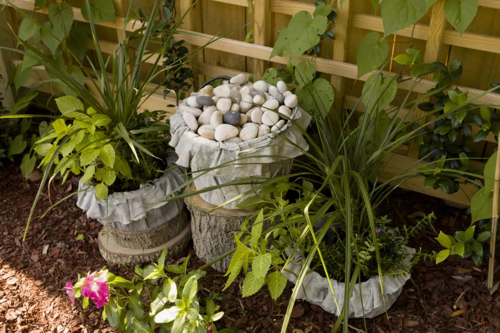 planters and water feature