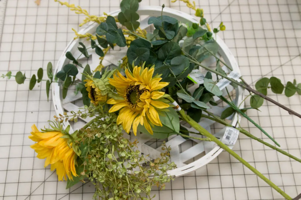 gathered sunflower wreath supplies 