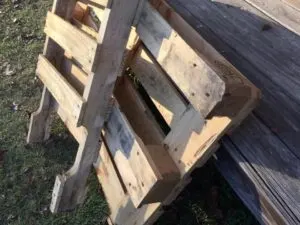 Pallets I used to build my farmhouse rustic pallet pumpkins. Pallets I used for wood