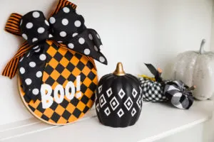 Boo Halloween hoop and Boho pumpkin