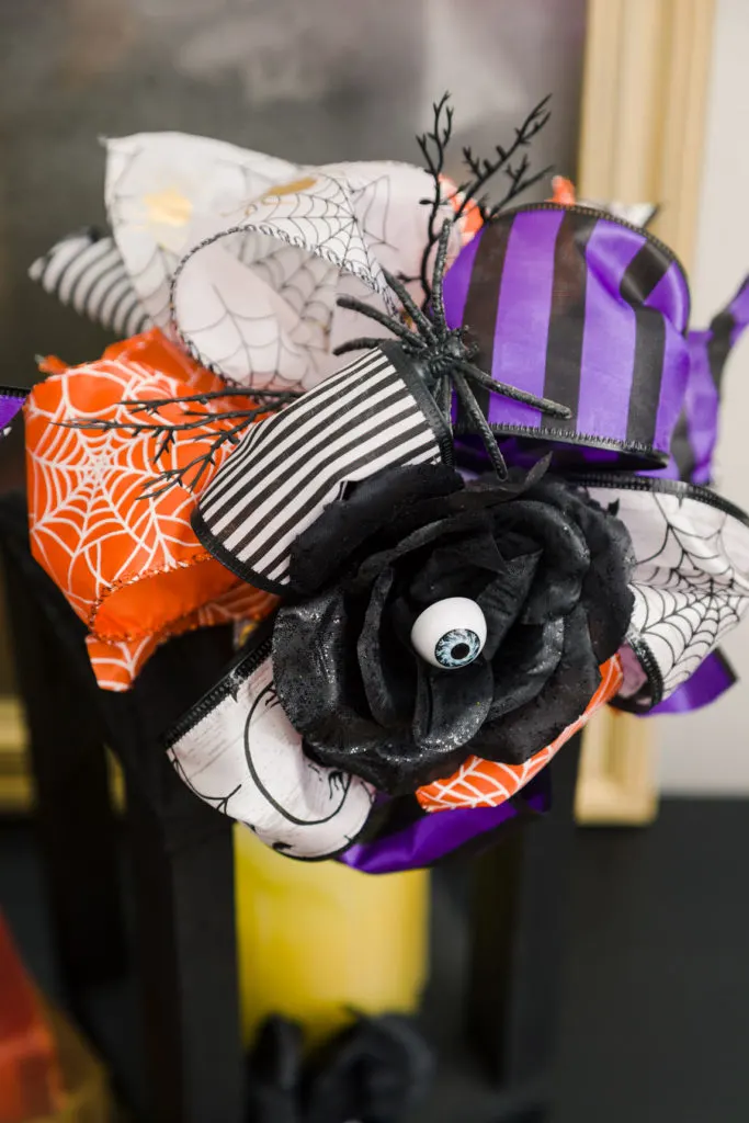 Halloween Dollar Tree Ribbon Bow floral and spiders Halloween Dollar Tree Ribbon Bow floral and spiders