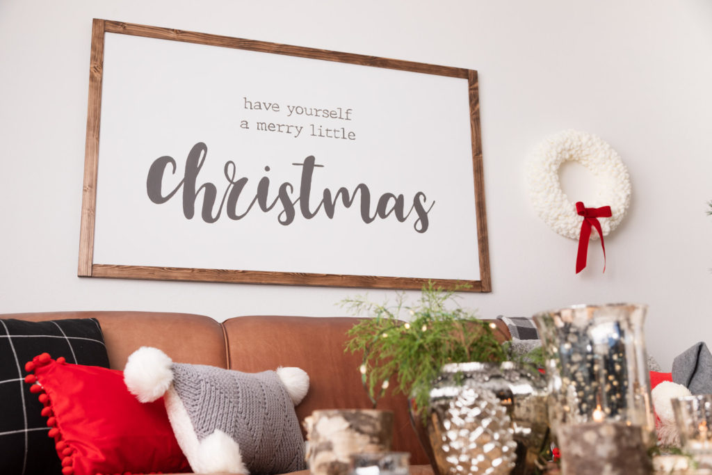 DIY hand painted rustic farmhouse Christmas sign 