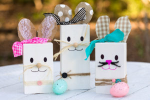 Wooden bunny from 2 x 4 scrapsand Easter eggs