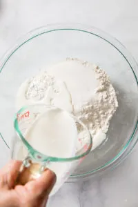 Add buttermilk to dry ingredients 