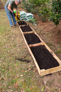 Garden beds filled with soil Garden beds filled with soil