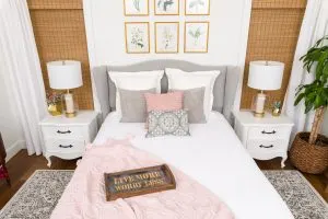 Bed with Pillows and Handmade Tray