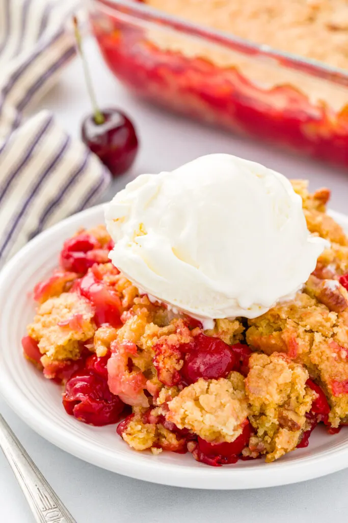 Ice cream served warm dump cake 