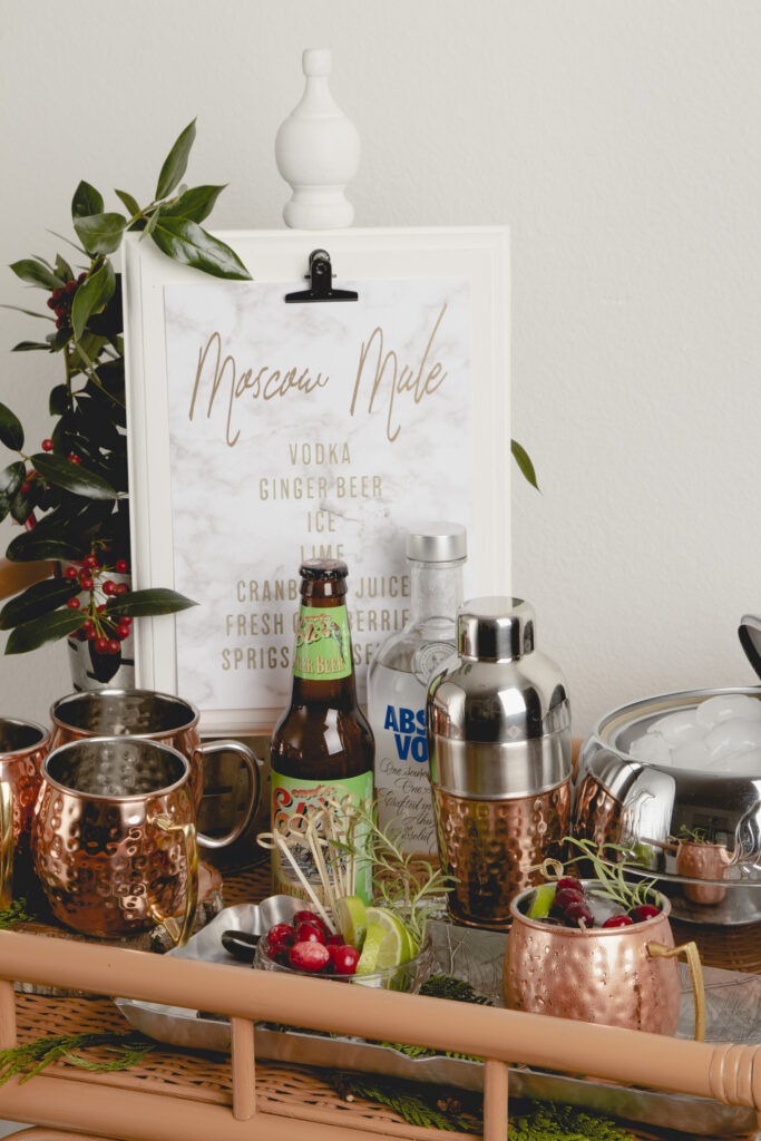Holiday Cranberry Mule Bar Cart Holiday Cranberry Mule Bar Cart