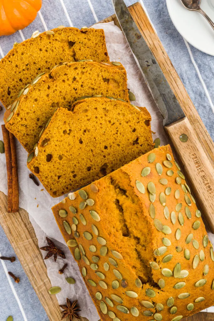 Pumpkin bread with Pepitas topping 