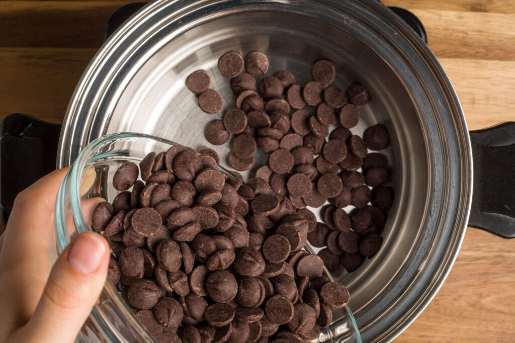 Place chocolate into the top of the double boiler