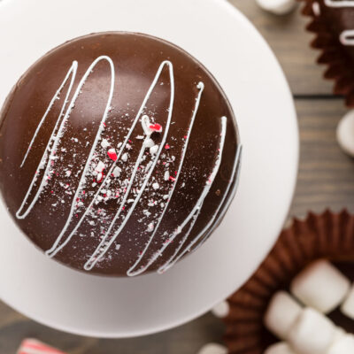 Peppermint hot chocolate bomb