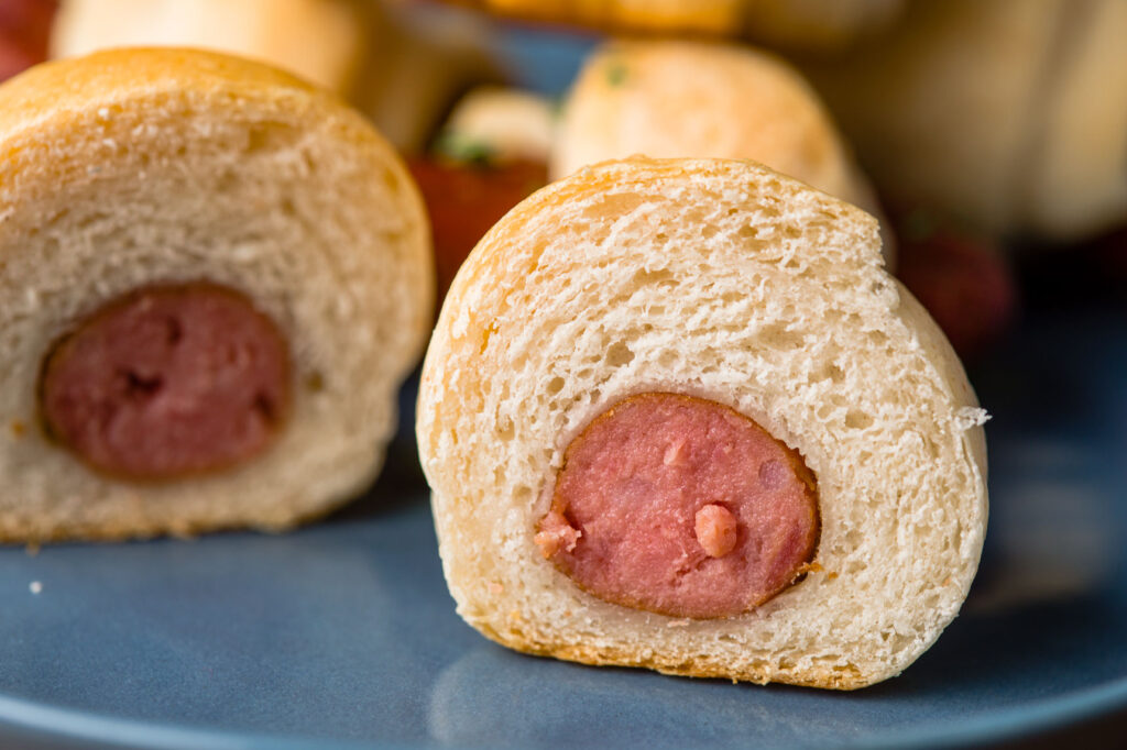 Inside view of pigs in the blanket
