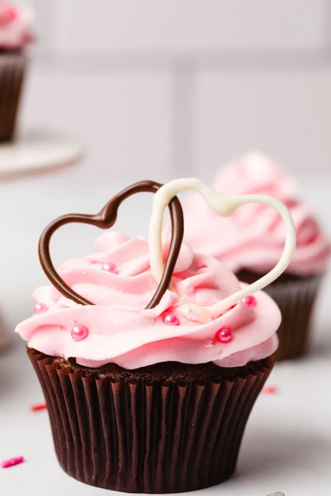 Valentine's Chocolate Cupcake with Pink Buttercream frosting Valentine's Chocolate Cupcake with Pink Buttercream frosting