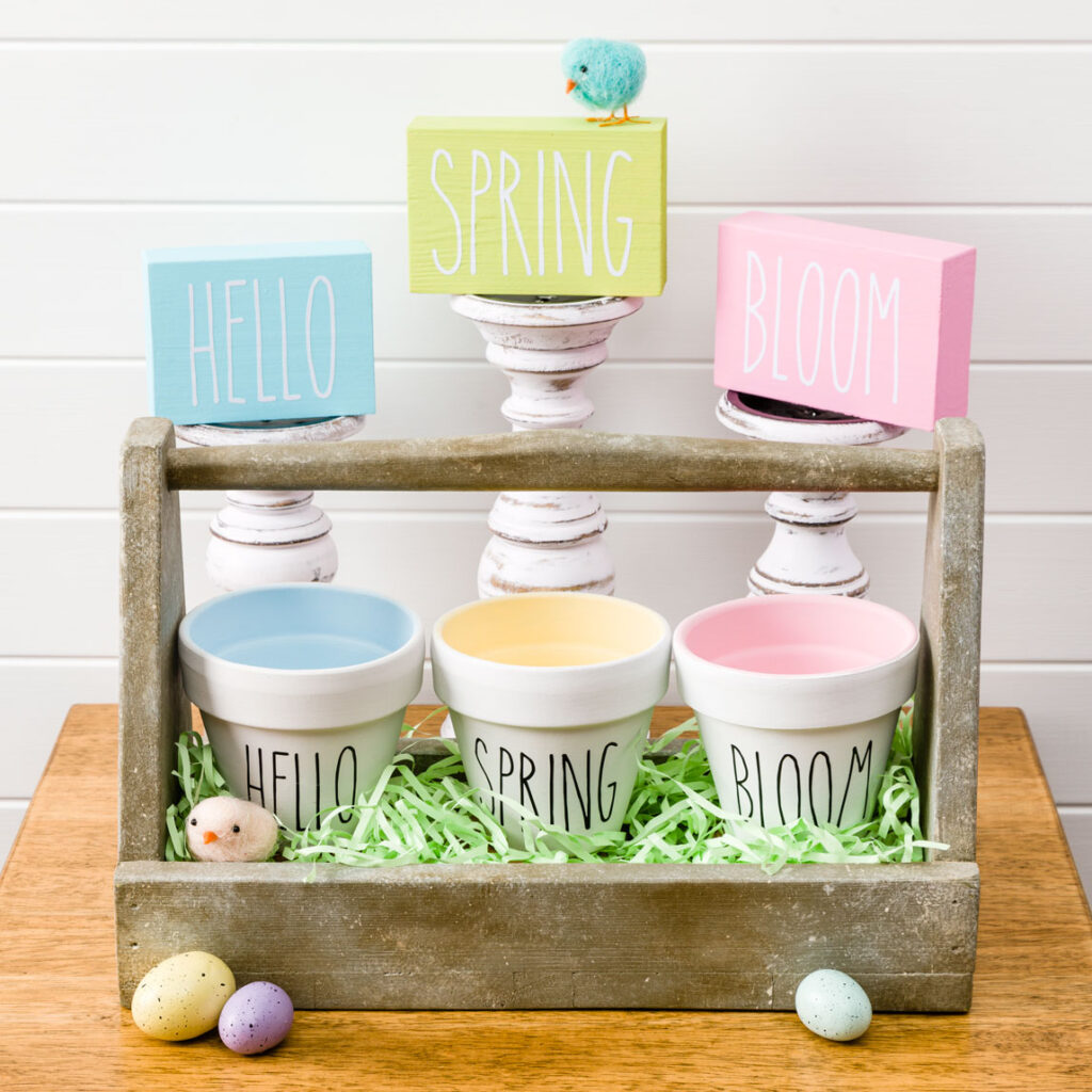 Spring Decor DIY Painted Pot, Wood Signs Pots