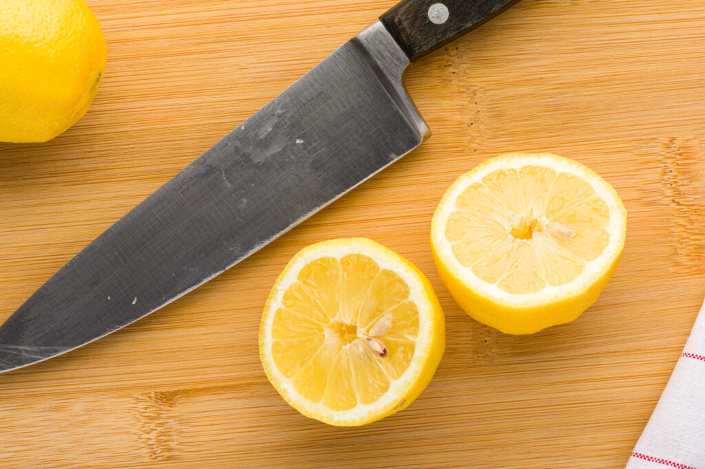 Cut lemons in half