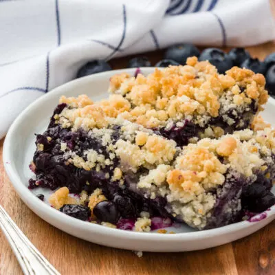 Blueberry crisp in a dish