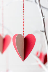 Closeup of Hanging paper heart