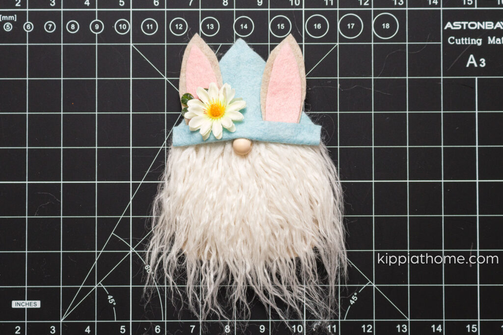 Finished Easter Gnome on a craft mat