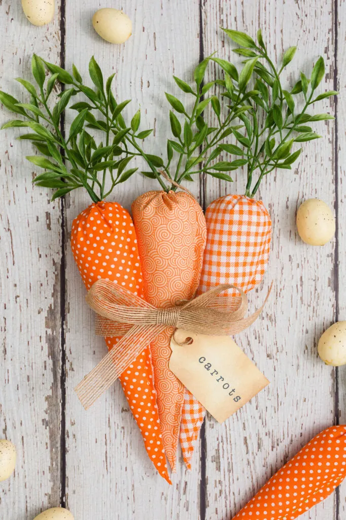 Orange and white fabric carrots 