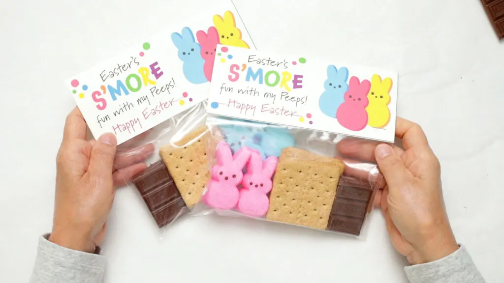 Two smore kits with peeps on a table