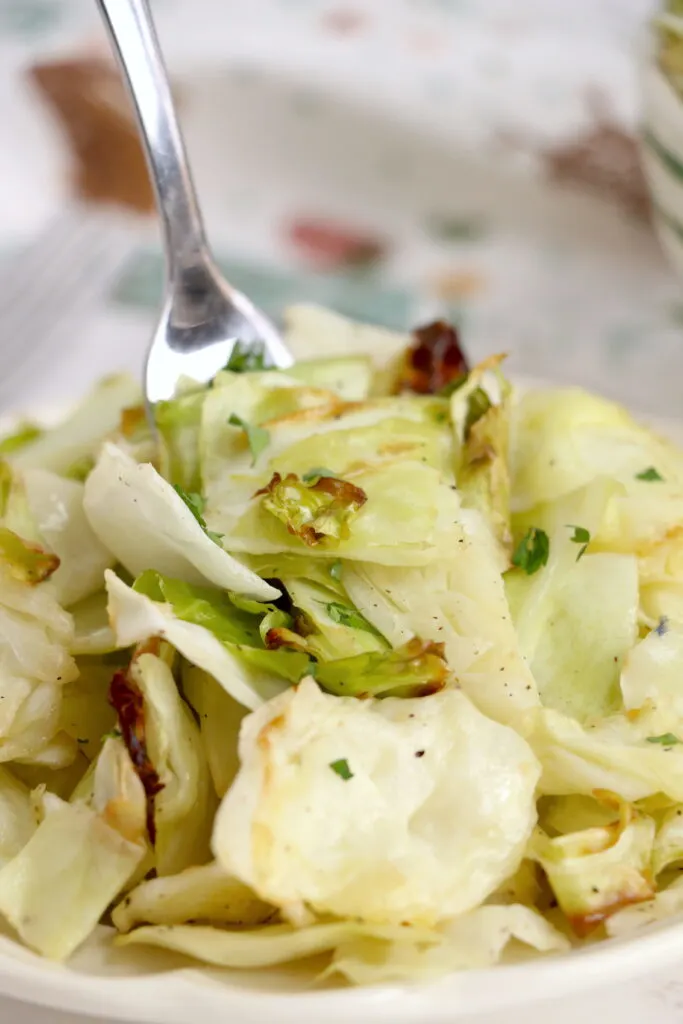 cooked air fryer cabbage on a plate