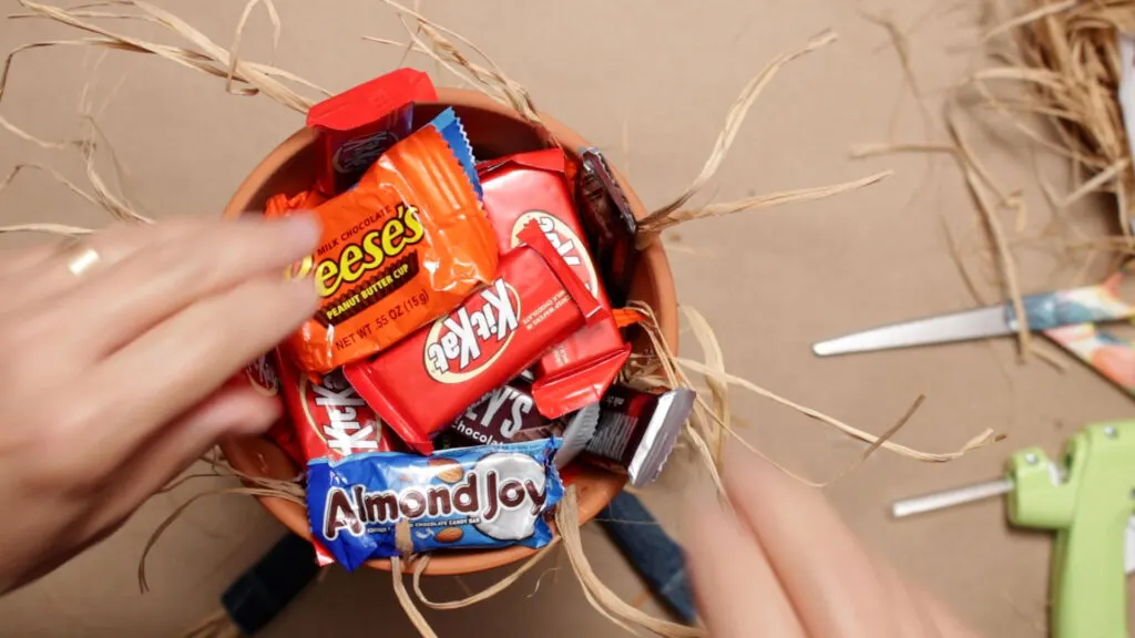 The top pot filled with Halloween candy