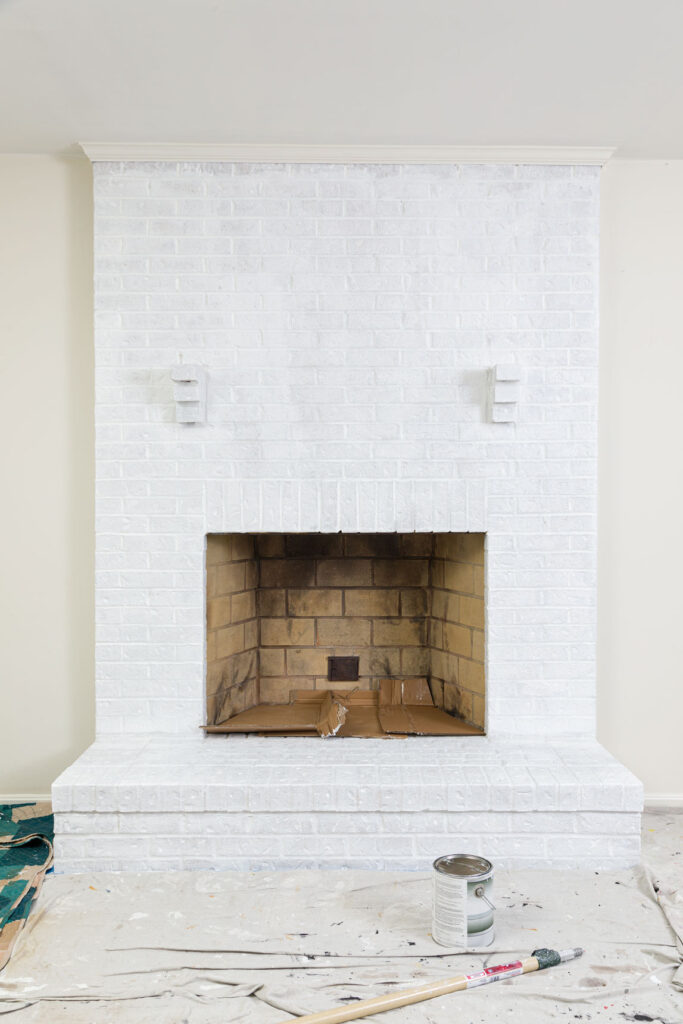 Fireplace painted with primer