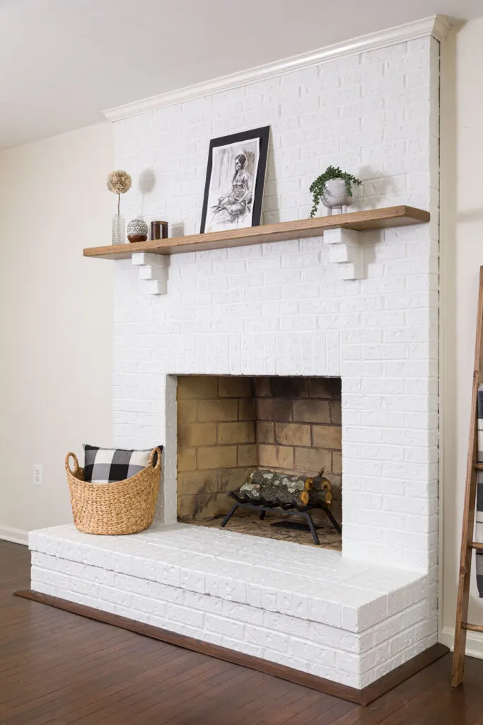 White painted fireplace with mantel 