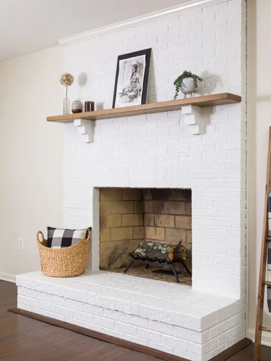 White painted fireplace