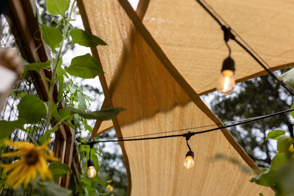 Two shade sails installed in the garden