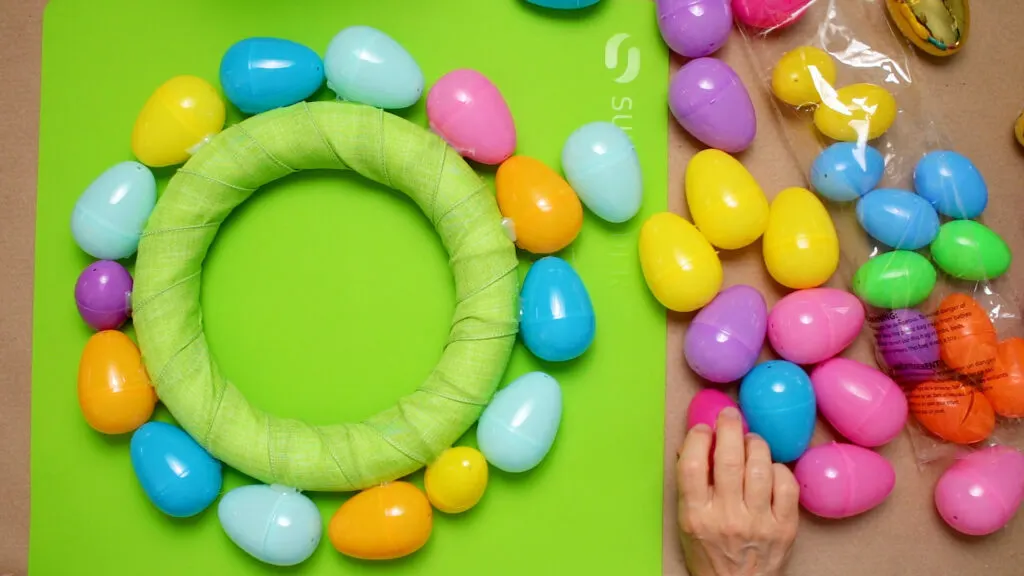 First row of eggs attached on a non-stick mat