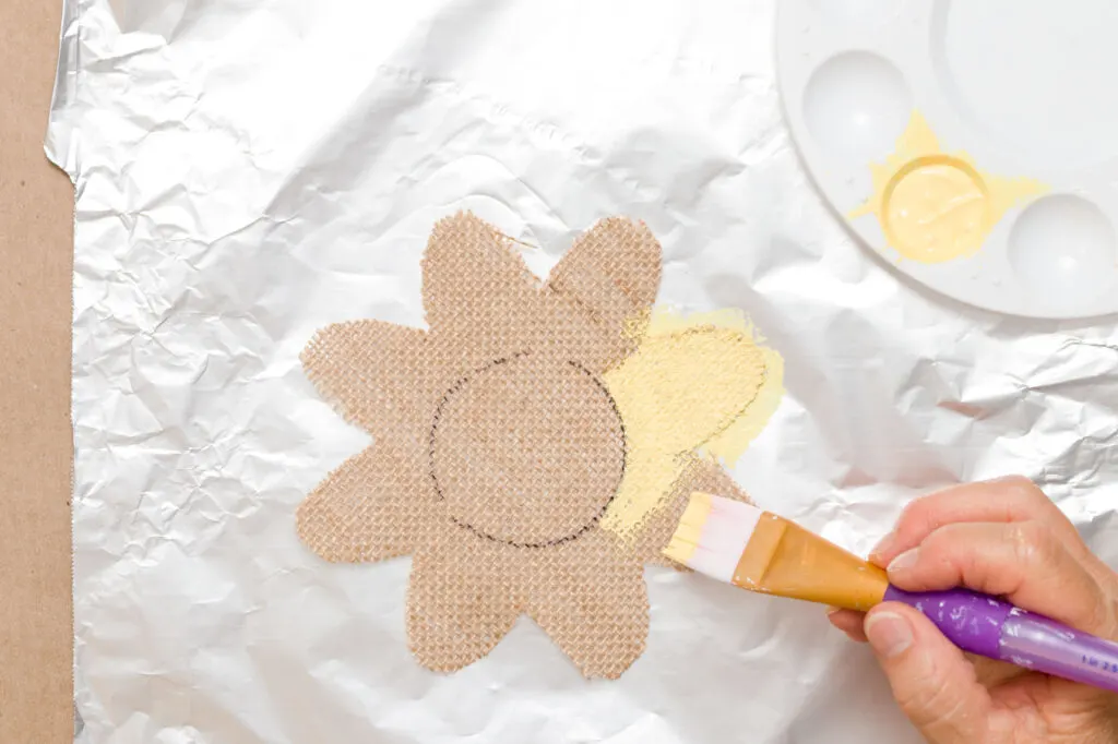 Painting the fabric flower petals 
