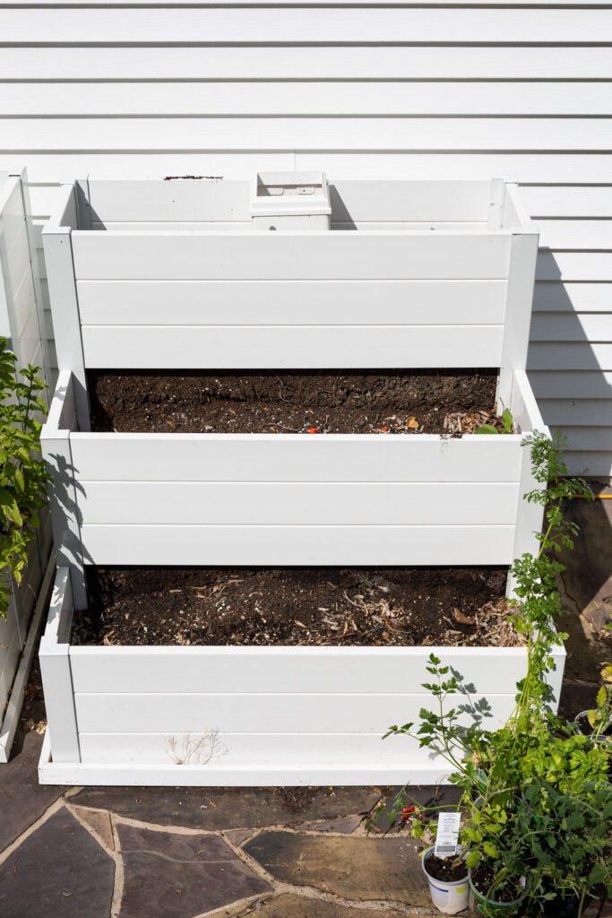 White three tier raised garden box