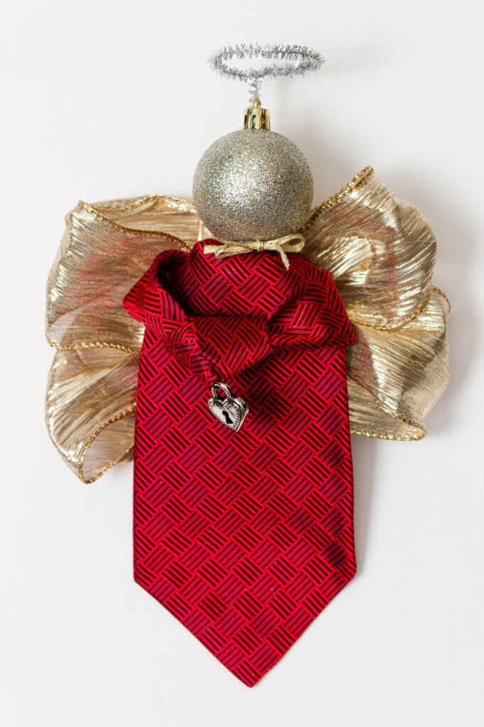 Red necktie angel with heart charm