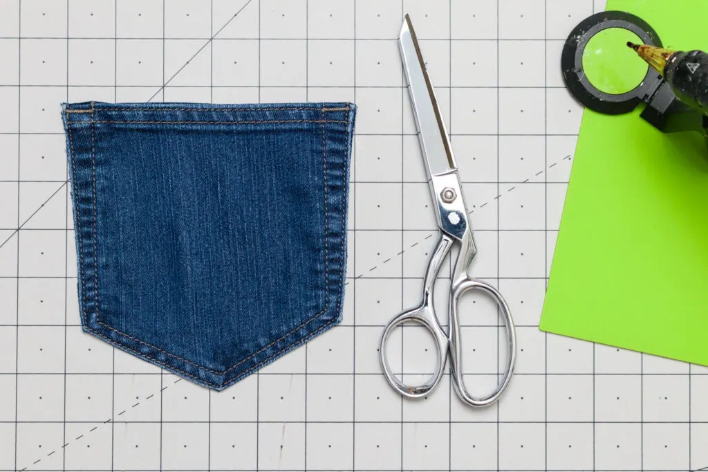 Denim pocket on a craft table