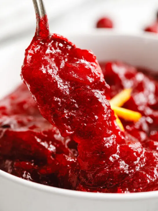 Classic cranberry sauce recipe in a bowl