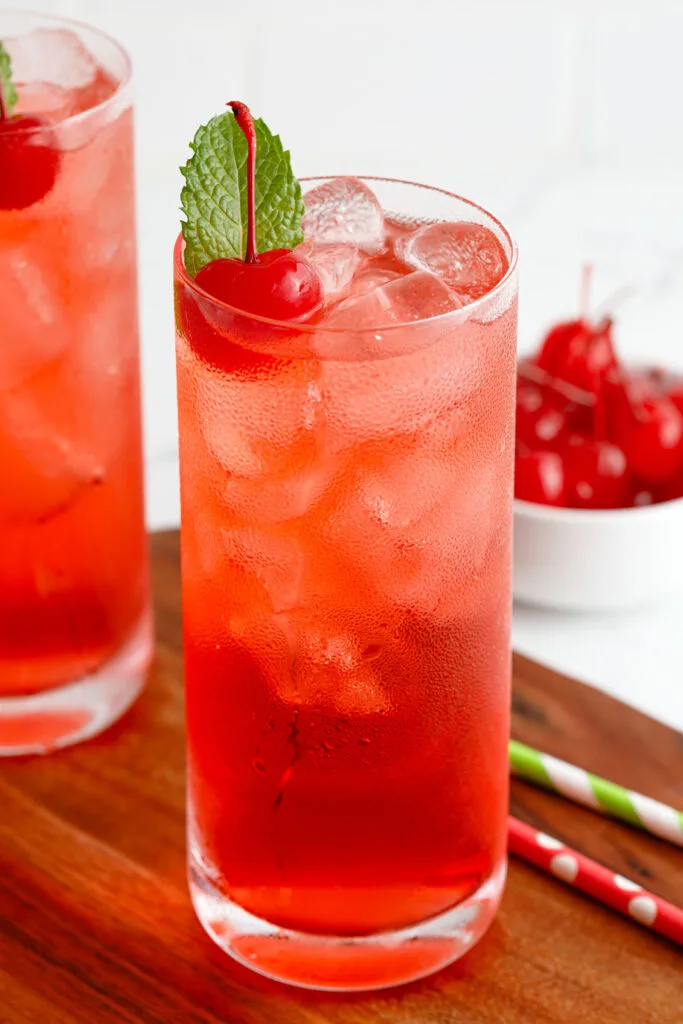 Shirley Temple Drink in a highball glass