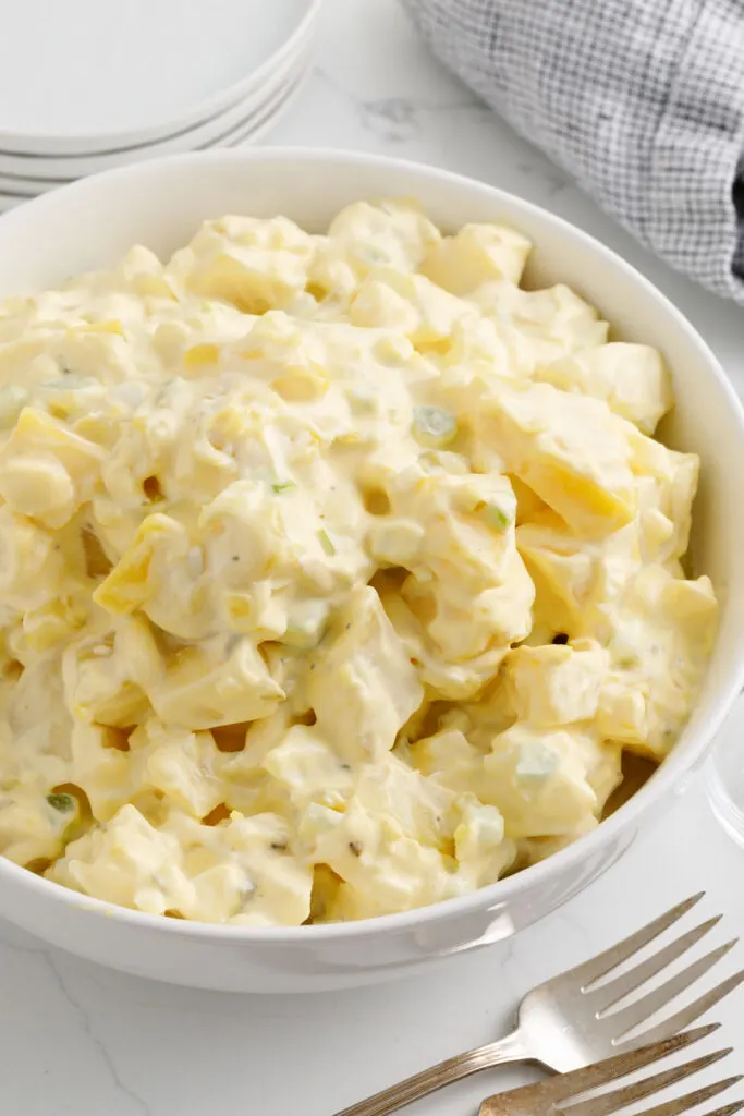 Potato salad before adding the garnish