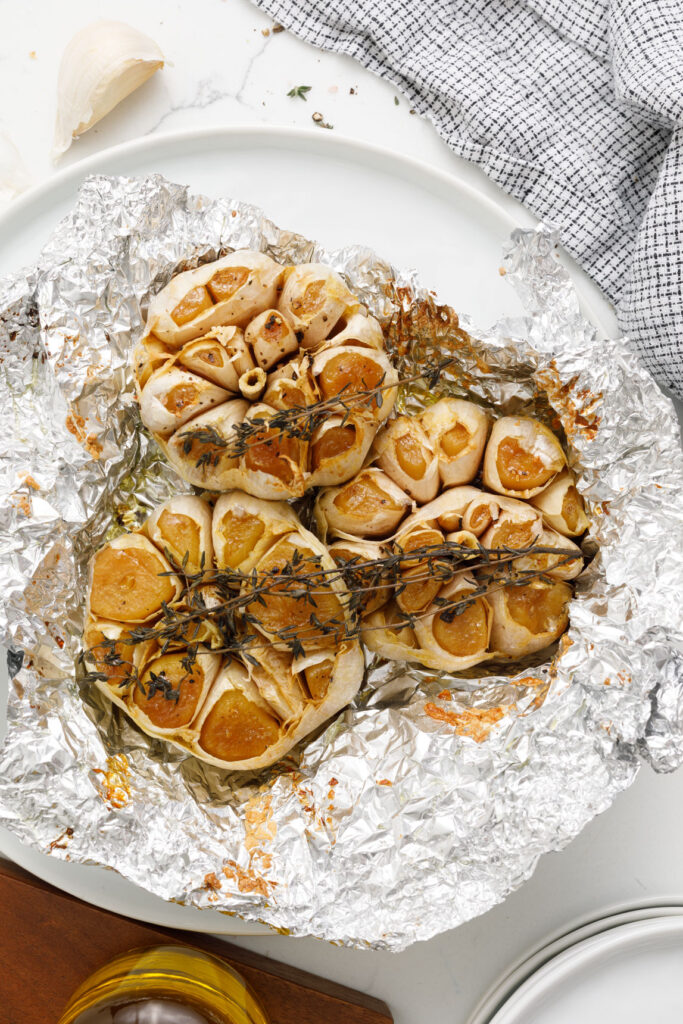 Roasted garlic in foil