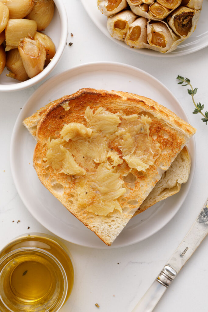 Roasted garlic on toast