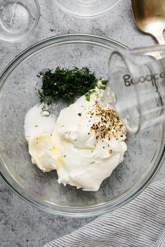 Dressing ingredients in a bowl